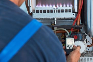 Seaburn Gas engineer carrying out a boiler safety check